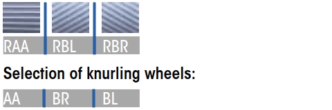 Knurling profiles on DIN 82 workpiece: Feed knurling